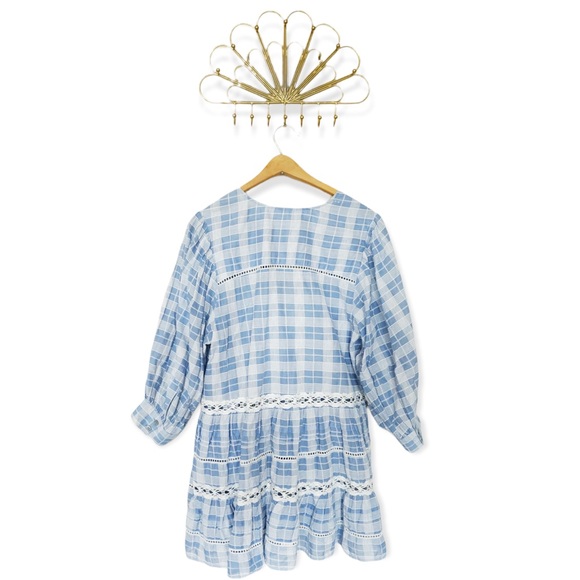 Free People Blue Time Out Tiered Lace Tunic Top - Picture 2 of 6